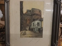 Lot 60 - etsen in kader. 2 stuks - afbeelding 4 van  5