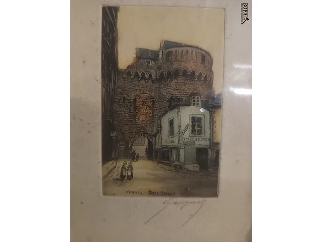 Lot 60 - etsen in kader. 2 stuks - afbeelding 5 van  5