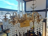 Lot 60 - vintage kristallen kroonluchter met messing en geslepen kris - afbeelding 1 van  3