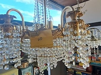 Lot 60 - vintage kristallen kroonluchter met messing en geslepen kris - afbeelding 3 van  3