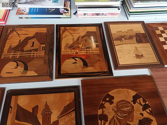 Lot 616 - panelen in marqueterie. 9 stuks - afbeelding 4 van  6
