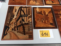 Lot 616 - panelen in marqueterie. 9 stuks - afbeelding 5 van  6