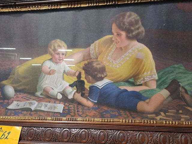 Lot 62 - vintage afbeelding - moeder met haar kinderen - afbeelding 2 van  2
