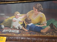 Lot 62 - vintage afbeelding - moeder met haar kinderen - afbeelding 2 van  2