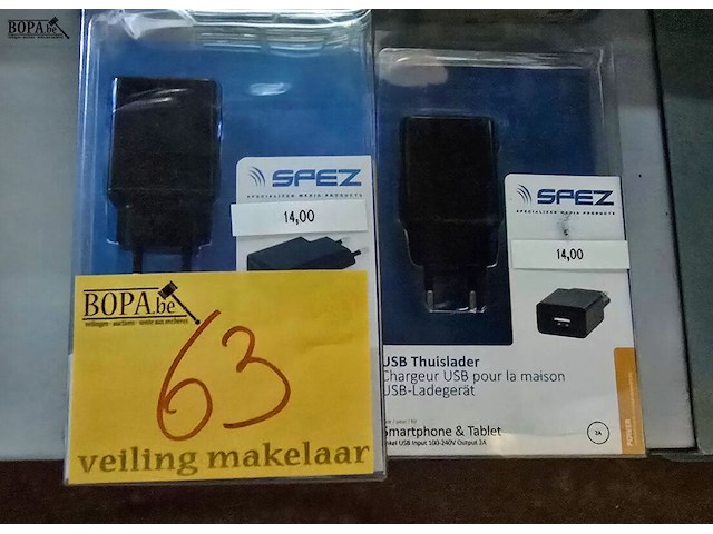 Lot 63 - usb thuisladers nieuw 5 stuks - afbeelding 1 van  3