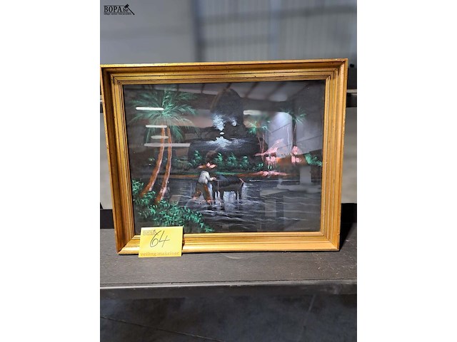 Lot 64 - schilderij indische kunststroming - 'tropical velvet art' - afbeelding 1 van  2