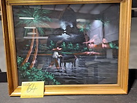 Lot 64 - schilderij indische kunststroming - 'tropical velvet art' - afbeelding 1 van  2