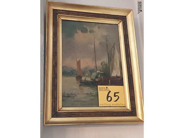 Lot 65 - schilderij boten - afbeelding 1 van  4