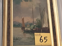 Lot 65 - schilderij boten - afbeelding 1 van  4