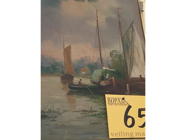 Lot 65 - schilderij boten - afbeelding 2 van  4