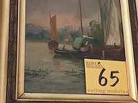 Lot 65 - schilderij boten - afbeelding 4 van  4