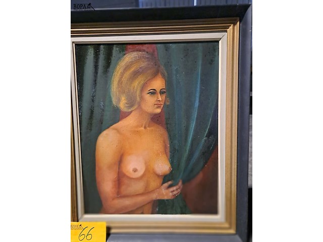 Lot 66 - kleurrijk olieverfschilderij naakte vrouw - afbeelding 1 van  2