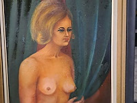 Lot 66 - kleurrijk olieverfschilderij naakte vrouw - afbeelding 1 van  2