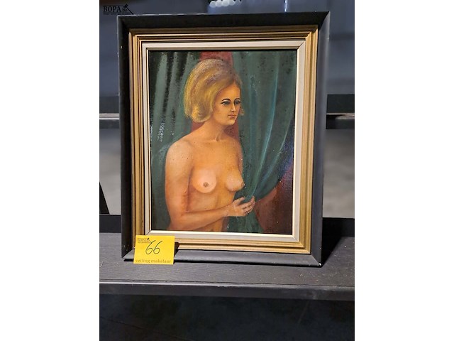 Lot 66 - kleurrijk olieverfschilderij naakte vrouw - afbeelding 2 van  2