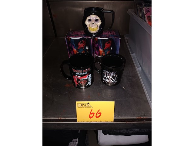 Lot 66 - koffietassen metal thema. 5 stuks - afbeelding 1 van  3