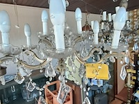 Lot 67 - antieke kristallen kroonluchter uit kristal en metaal met ge - afbeelding 1 van  5