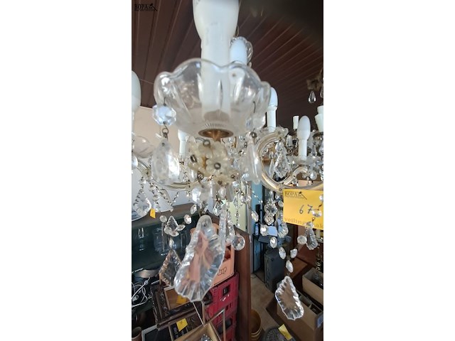 Lot 67 - antieke kristallen kroonluchter uit kristal en metaal met ge - afbeelding 2 van  5