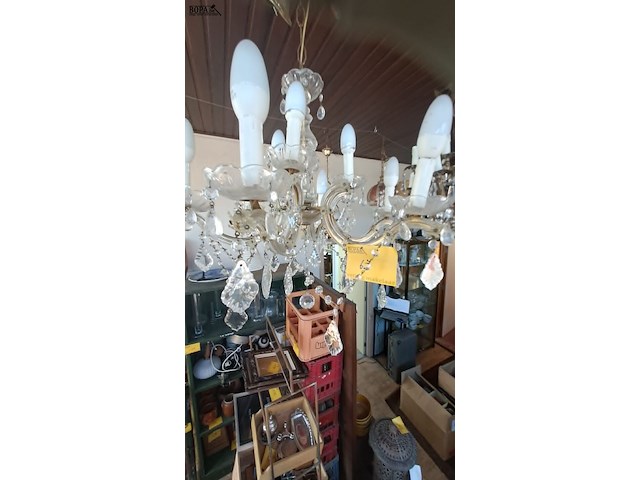Lot 67 - antieke kristallen kroonluchter uit kristal en metaal met ge - afbeelding 3 van  5