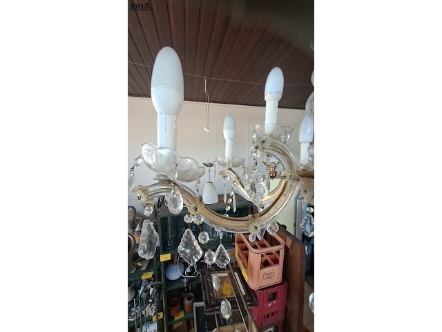 Lot 67 - antieke kristallen kroonluchter uit kristal en metaal met ge - afbeelding 4 van  5