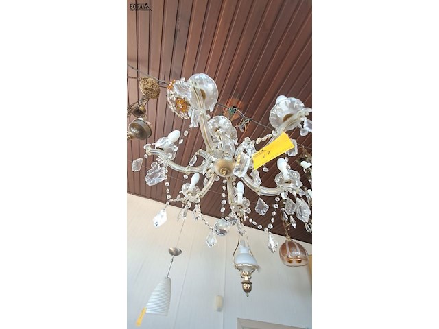 Lot 67 - antieke kristallen kroonluchter uit kristal en metaal met ge - afbeelding 5 van  5