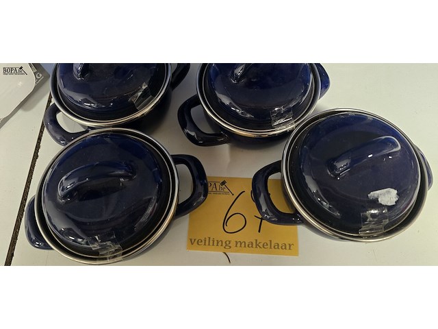 Lot 67 - metalen mini kommetjes met deksel 7 stuks - afbeelding 3 van  4