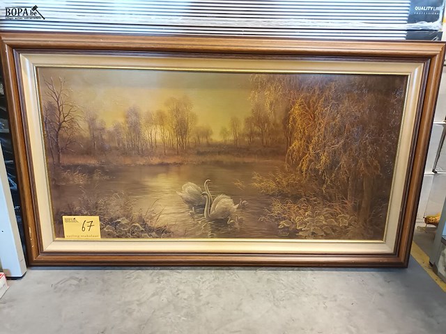 Lot 67 - schilderij in kader. gesigneerd - afbeelding 1 van  4