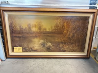 Lot 67 - schilderij in kader. gesigneerd - afbeelding 1 van  4