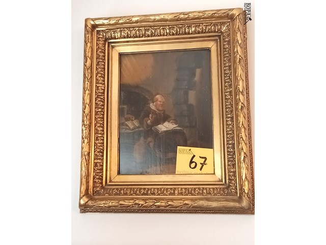 Lot 67 - schilderij man met boek - afbeelding 1 van  5