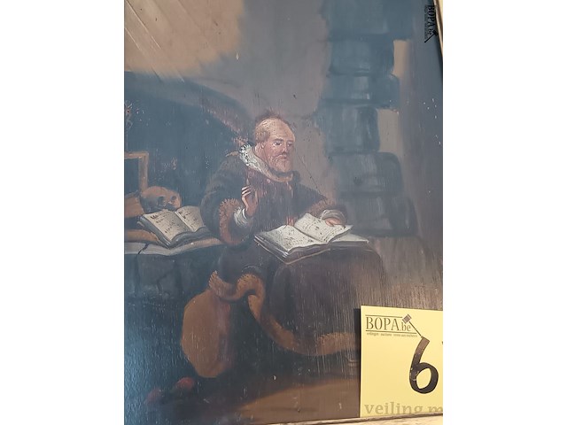 Lot 67 - schilderij man met boek - afbeelding 2 van  5