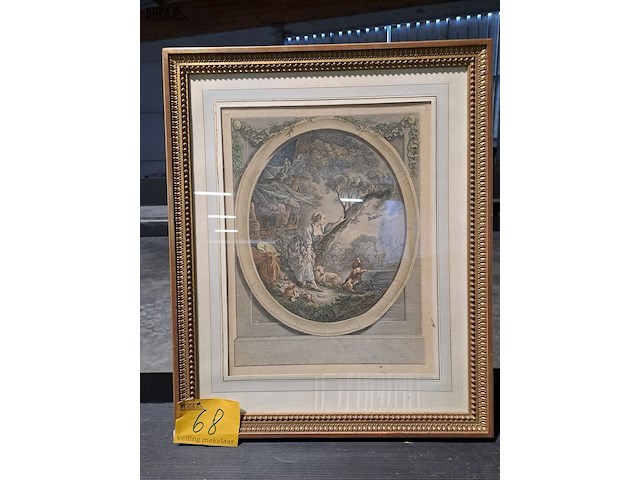 Lot 68 - papiersnede - vrouw aan het water - afbeelding 1 van  2
