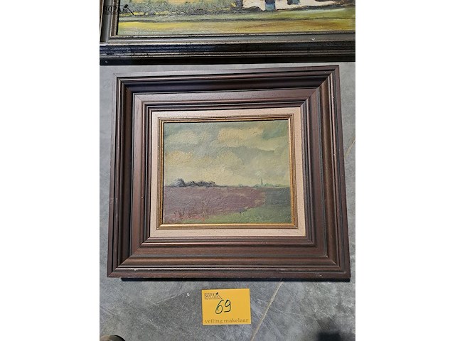 Lot 69 - schilderij olieverf - landschappen oa. ondergang van de zon - afbeelding 3 van  3