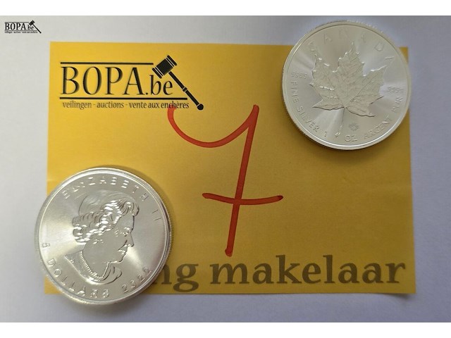 Lot 7 - canada silver maple leaf 2022 – 2 x 5 dollars - afbeelding 1 van  3