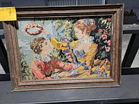 Lot 7 - geborduurd schilderij - romantische scene