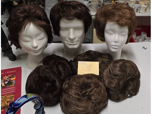 Lot 7 - pruiken & isomo hoofden - afbeelding 1 van  5