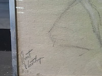 Lot 70 - houtskooltekening van vrouw met hoofddoek door geert castele - afbeelding 2 van  3