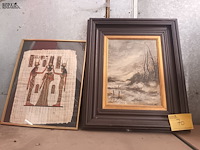 Lot 70 - schilderij en papyrus - afbeelding 1 van  4