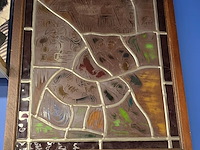 Lot 72 - houten raam met brandglas met verlichting - afbeelding 1 van  2