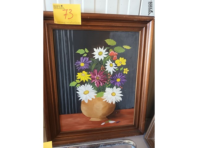 Lot 73 - schilderij bloemen - afbeelding 1 van  3