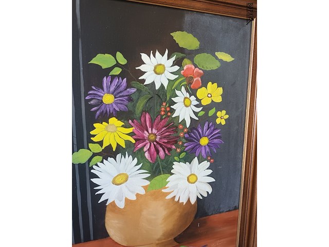 Lot 73 - schilderij bloemen - afbeelding 3 van  3
