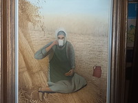 Lot 74 - schilderij dame in het hooi - afbeelding 1 van  4