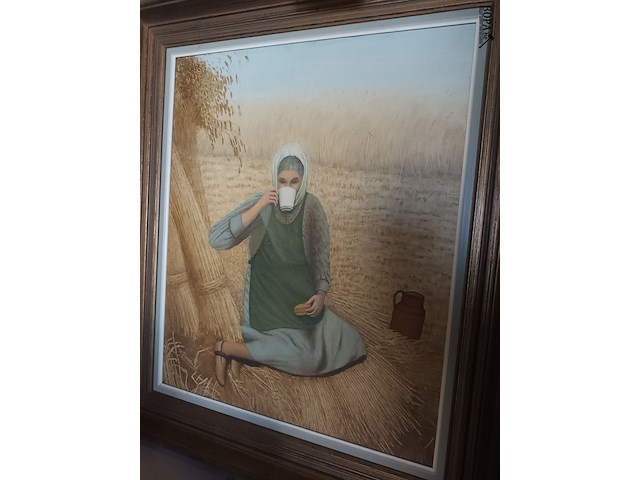 Lot 74 - schilderij dame in het hooi - afbeelding 4 van  4