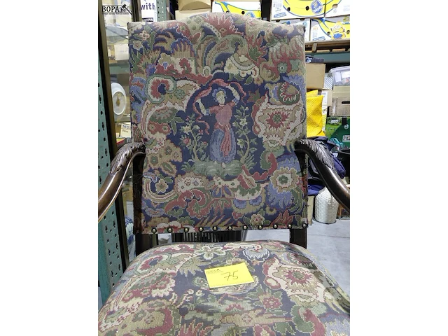Lot 75 - antieke fauteuil in renaissancestijl louis xiv met gobelin - - afbeelding 5 van  5