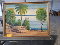 Lot 75 - schilderij afrikaans landschapstafereel aan zee - tenda - 99 - afbeelding 1 van  4