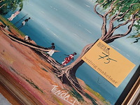 Lot 75 - schilderij afrikaans landschapstafereel aan zee - tenda - 99 - afbeelding 2 van  4