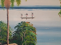 Lot 75 - schilderij afrikaans landschapstafereel aan zee - tenda - 99 - afbeelding 3 van  4