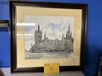 Lot 76 - klassieke pentekening grote markt ieper 1991 - get.