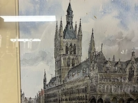 Lot 76 - klassieke pentekening grote markt ieper 1991 - get. - afbeelding 2 van  4