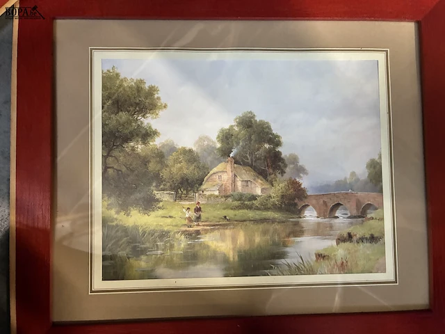 Lot 77 - ingelijste landschapsschilderijen - 2 stuks - afbeelding 3 van  3