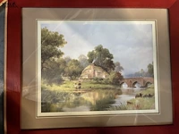 Lot 77 - ingelijste landschapsschilderijen - 2 stuks - afbeelding 3 van  3