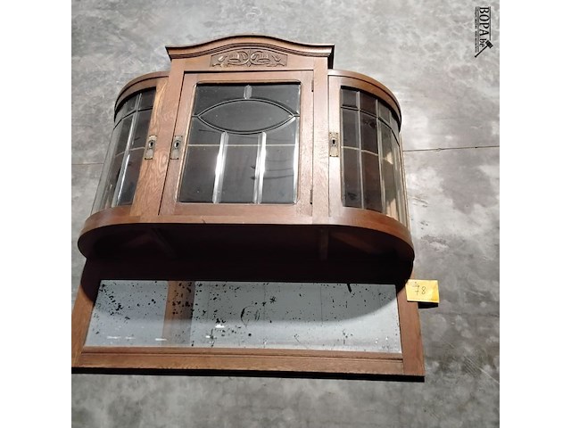 Lot 78 - bovenstuk antieken vitrinekast - eikenhout - afbeelding 1 van  2